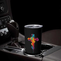 Faith Cross Tumbler Cup Christian Believe Blessed By God Colorful Watercolor Graphic
