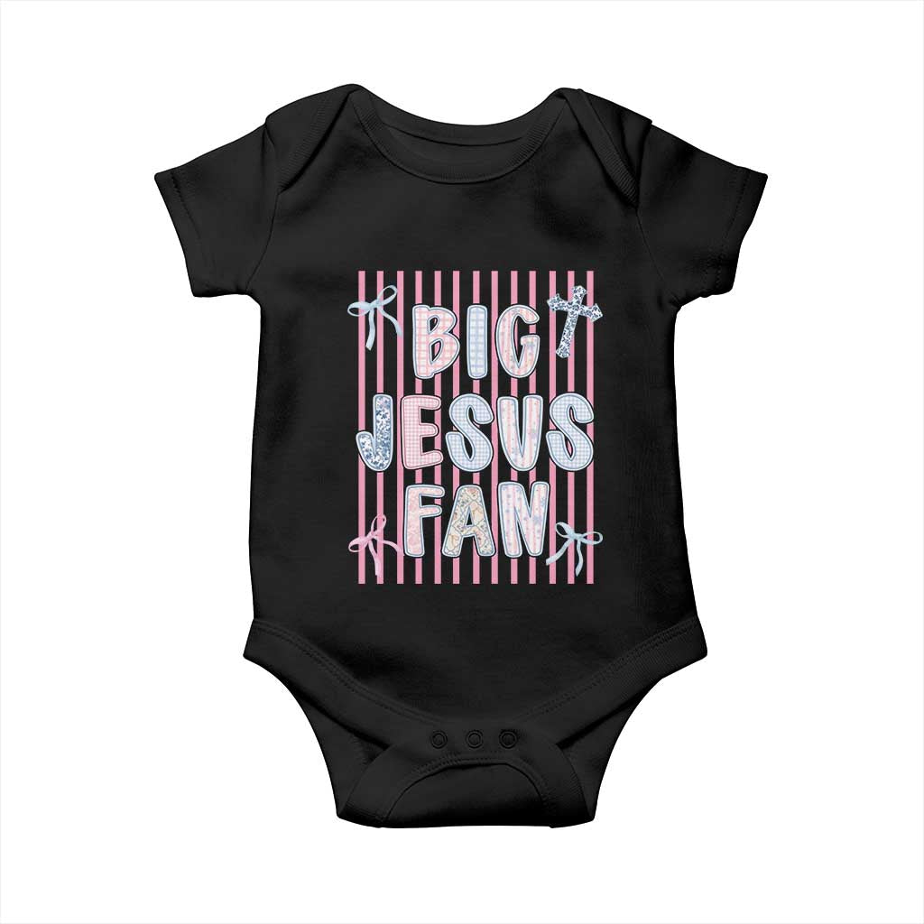 Big Jesus Fan Baby Onesie Striped Preppy Christian Believer Faith God Religious Gifts