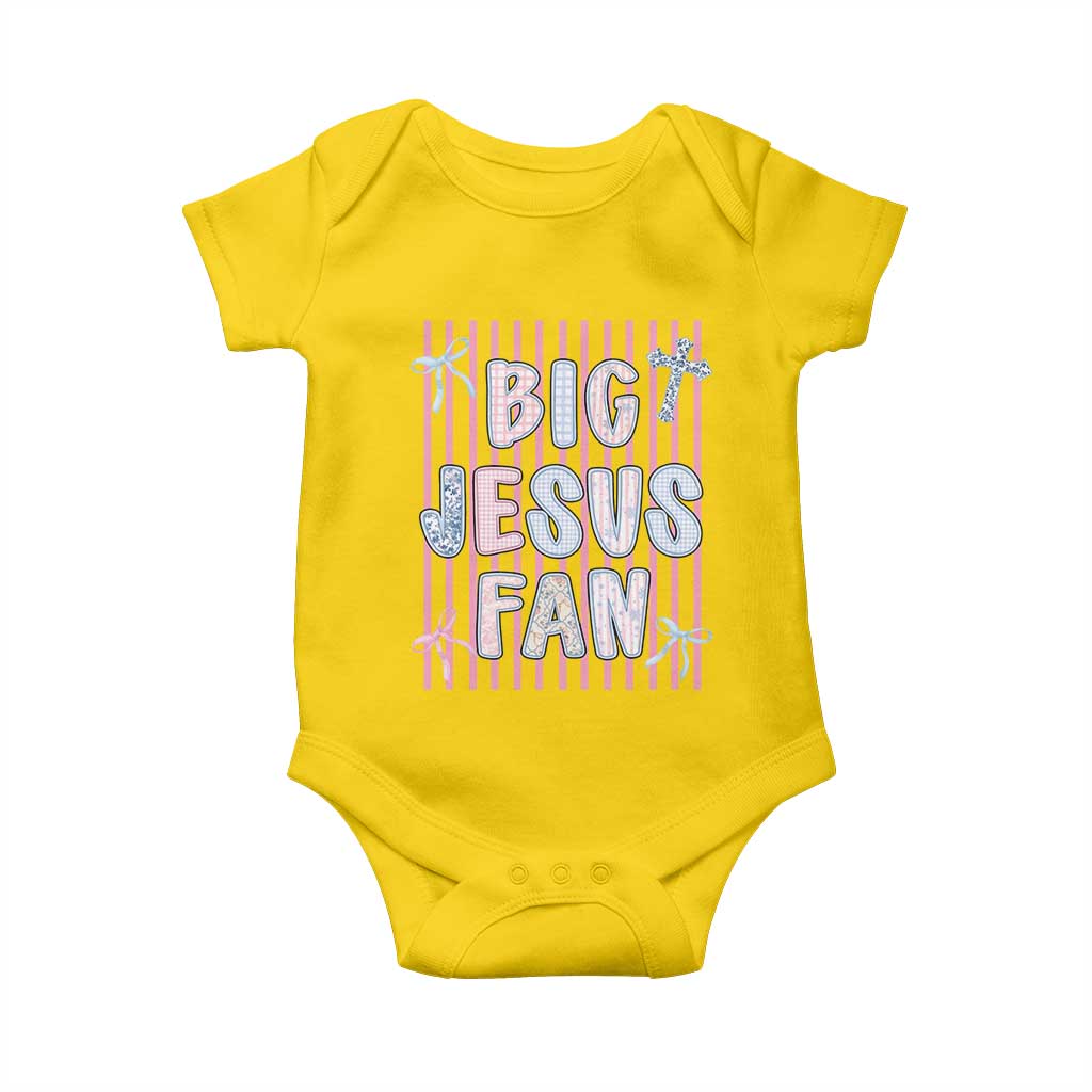Big Jesus Fan Baby Onesie Striped Preppy Christian Believer Faith God Religious Gifts