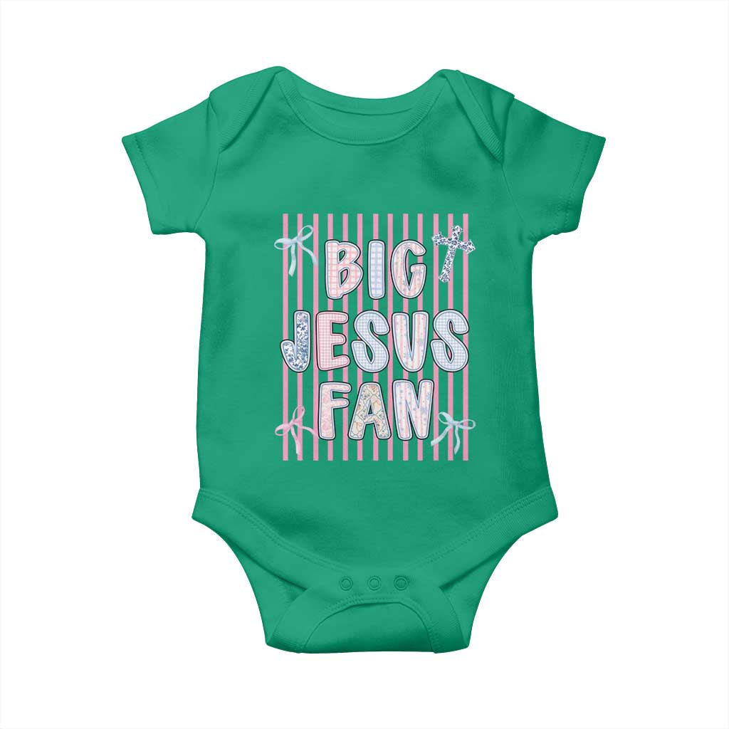 Big Jesus Fan Baby Onesie Striped Preppy Christian Believer Faith God Religious Gifts