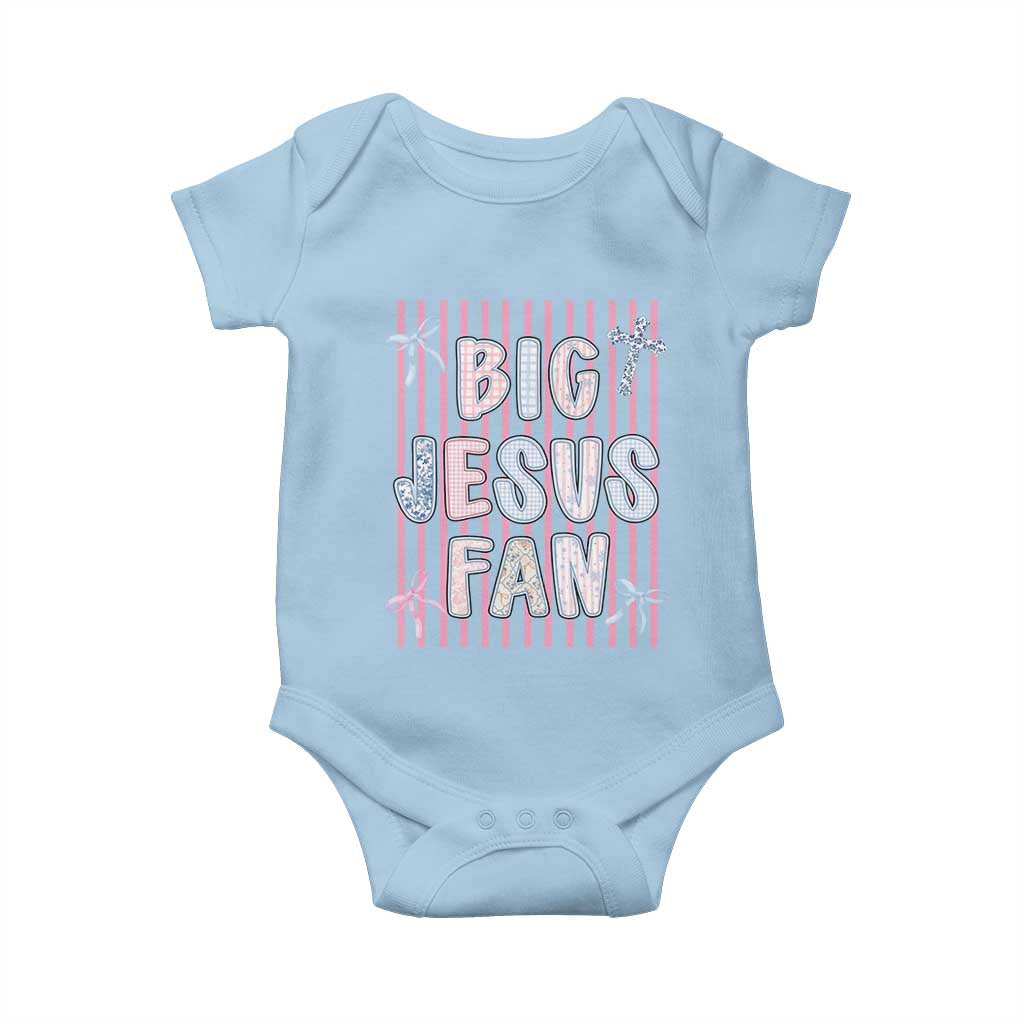 Big Jesus Fan Baby Onesie Striped Preppy Christian Believer Faith God Religious Gifts