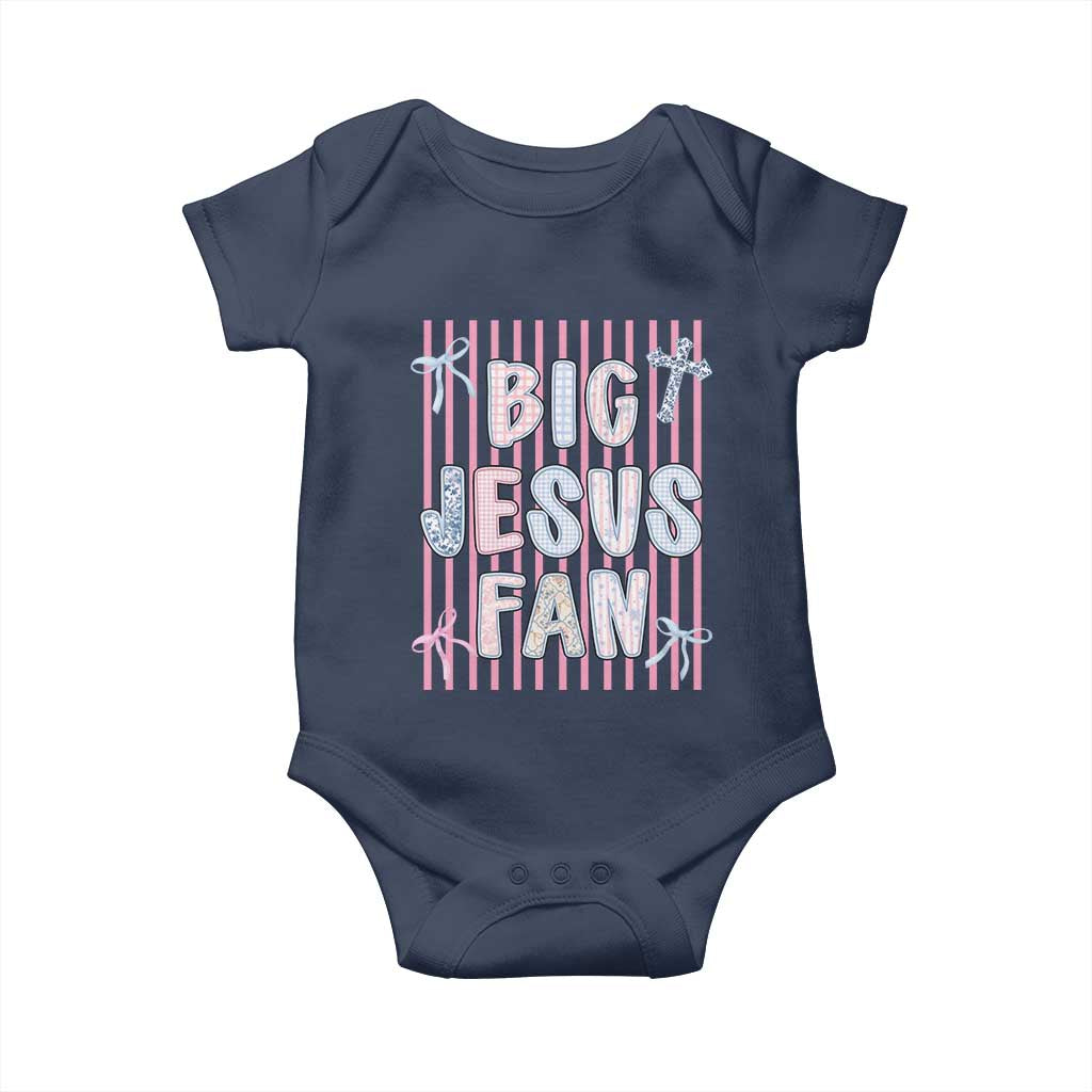 Big Jesus Fan Baby Onesie Striped Preppy Christian Believer Faith God Religious Gifts