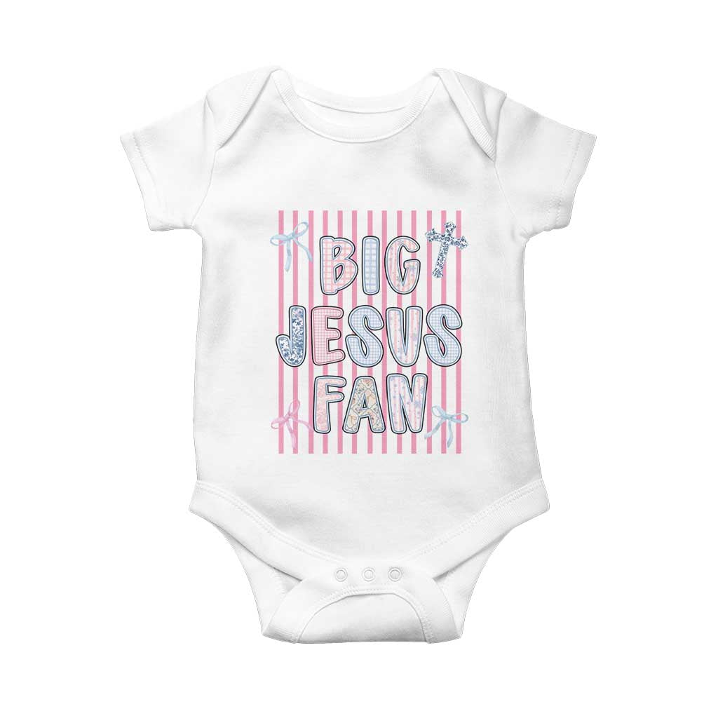 Big Jesus Fan Baby Onesie Striped Preppy Christian Believer Faith God Religious Gifts