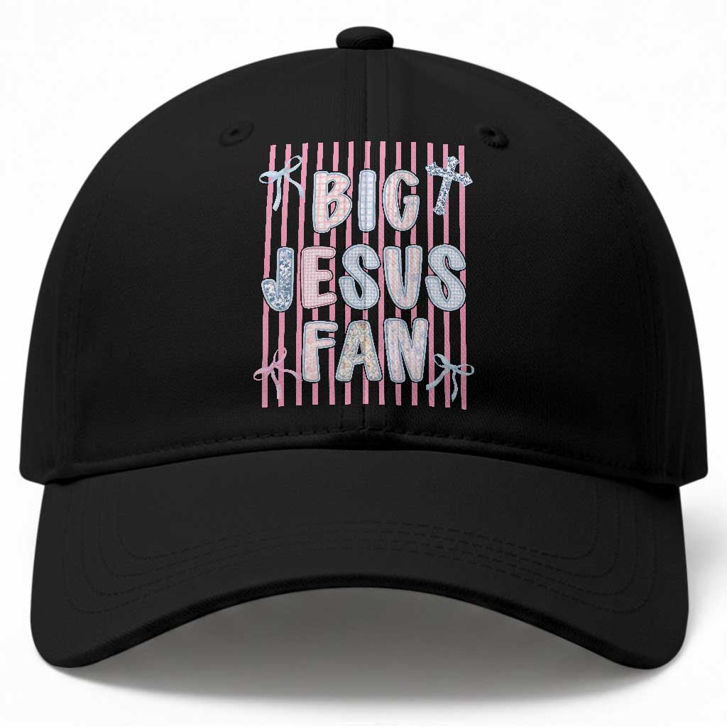 Big Jesus Fan Baseball Cap Striped Preppy Christian Believer Faith God Religious Gifts