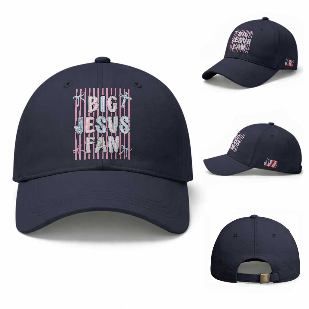 Big Jesus Fan Baseball Cap Striped Preppy Christian Believer Faith God Religious Gifts