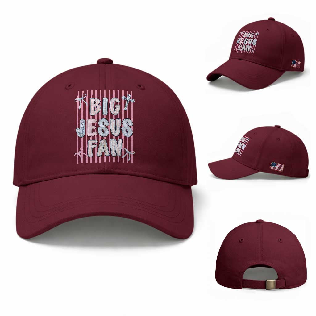 Big Jesus Fan Baseball Cap Striped Preppy Christian Believer Faith God Religious Gifts