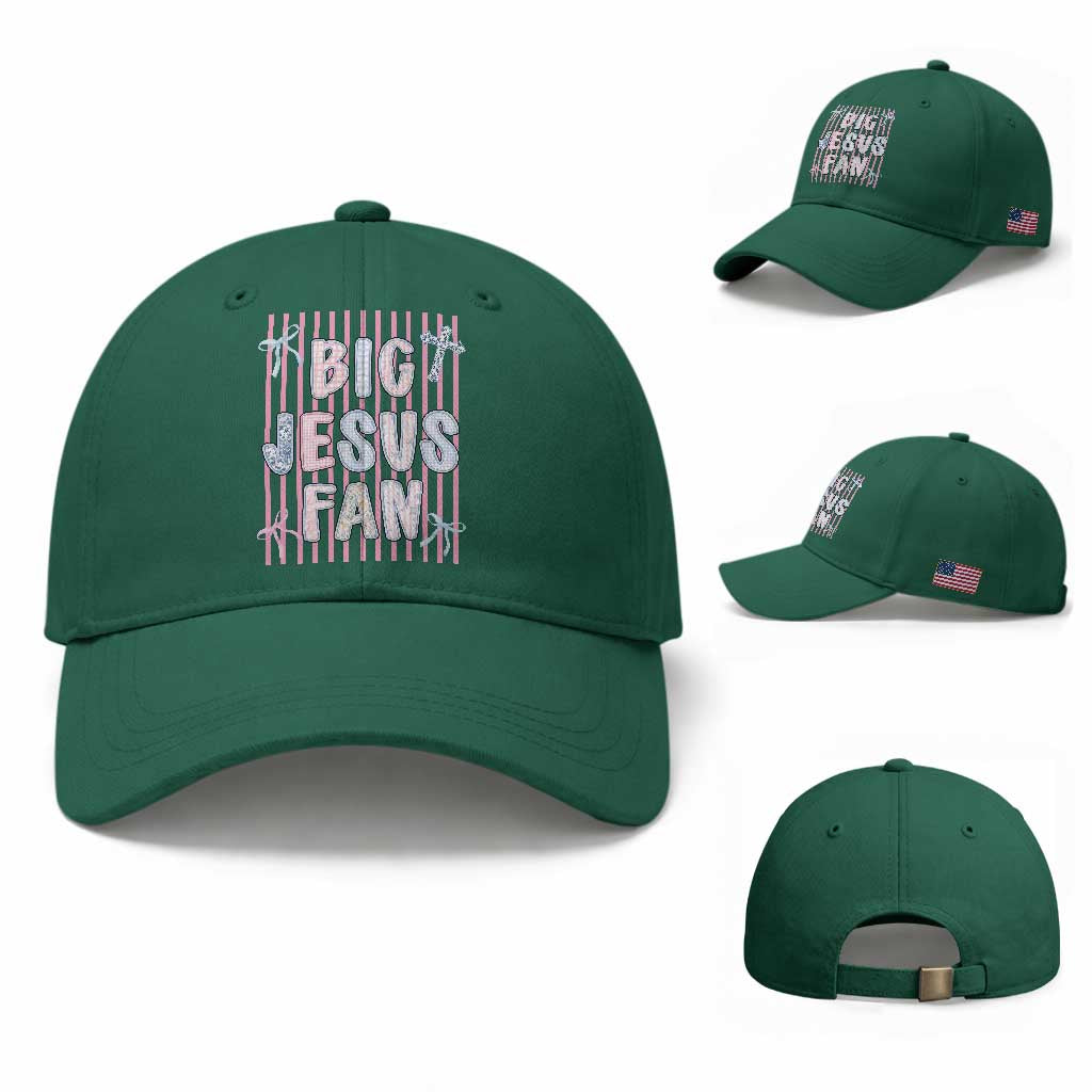 Big Jesus Fan Baseball Cap Striped Preppy Christian Believer Faith God Religious Gifts