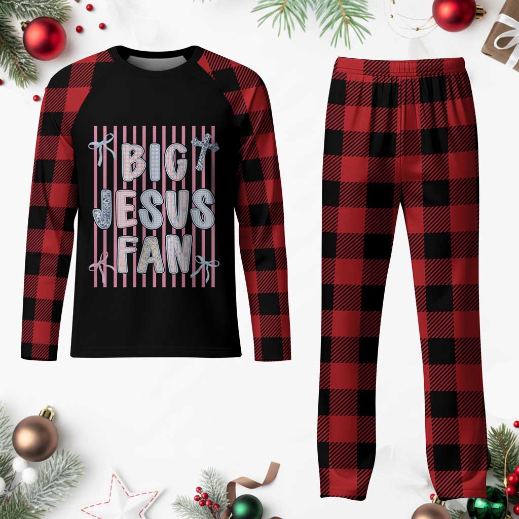 Big Jesus Fan Plaid Pajama Set Striped Preppy Christian Believer Faith God Religious Gifts