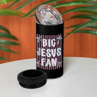 Big Jesus Fan 4 in 1 Can Cooler Tumbler Striped Preppy Christian Believer Faith God Religious Gifts