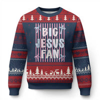 Big Jesus Fan Ugly Christmas Sweater Striped Preppy Christian Believer Faith God Religious Gifts
