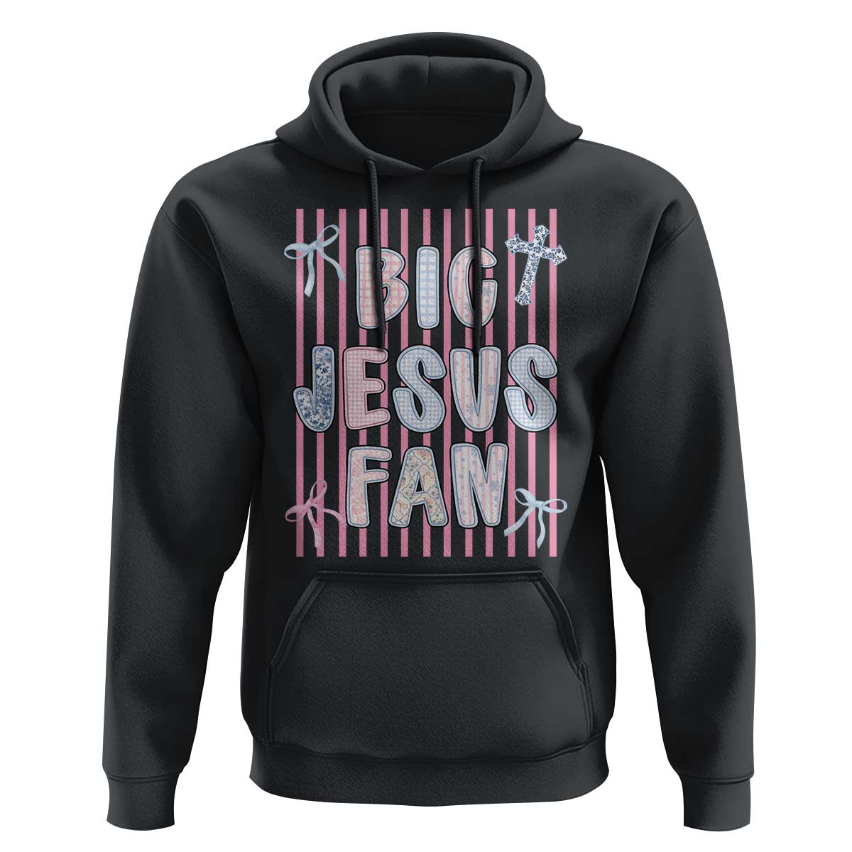 Big Jesus Fan Hoodie Striped Preppy Christian Believer Faith God Religious Gifts