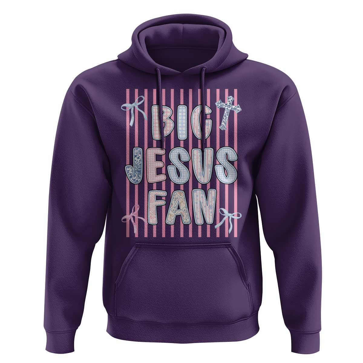 Big Jesus Fan Hoodie Striped Preppy Christian Believer Faith God Religious Gifts