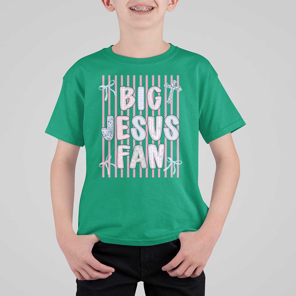 Big Jesus Fan T Shirt For Kid Striped Preppy Christian Believer Faith God Religious Gifts