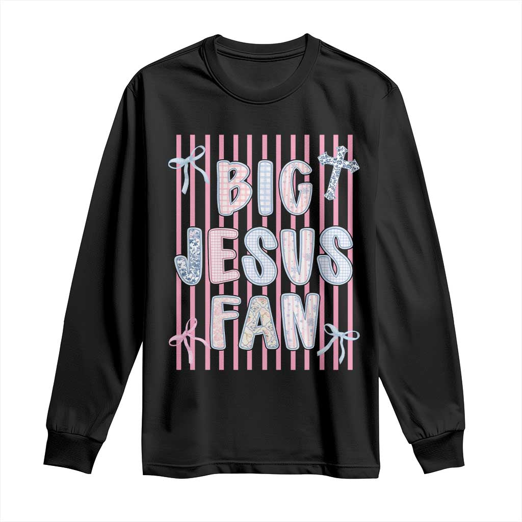 Big Jesus Fan Long Sleeve Shirt Striped Preppy Christian Believer Faith God Religious Gifts