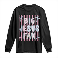 Big Jesus Fan Long Sleeve Shirt Striped Preppy Christian Believer Faith God Religious Gifts