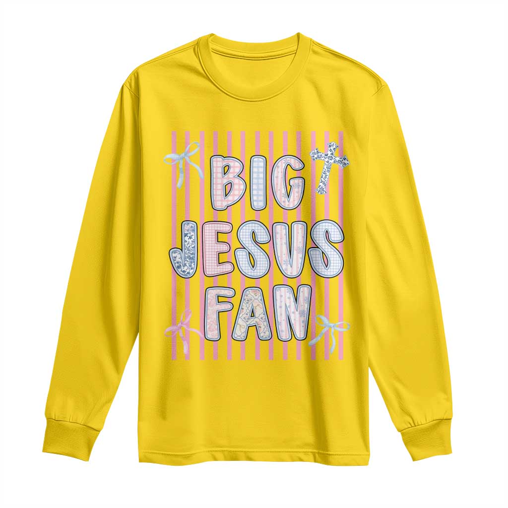 Big Jesus Fan Long Sleeve Shirt Striped Preppy Christian Believer Faith God Religious Gifts