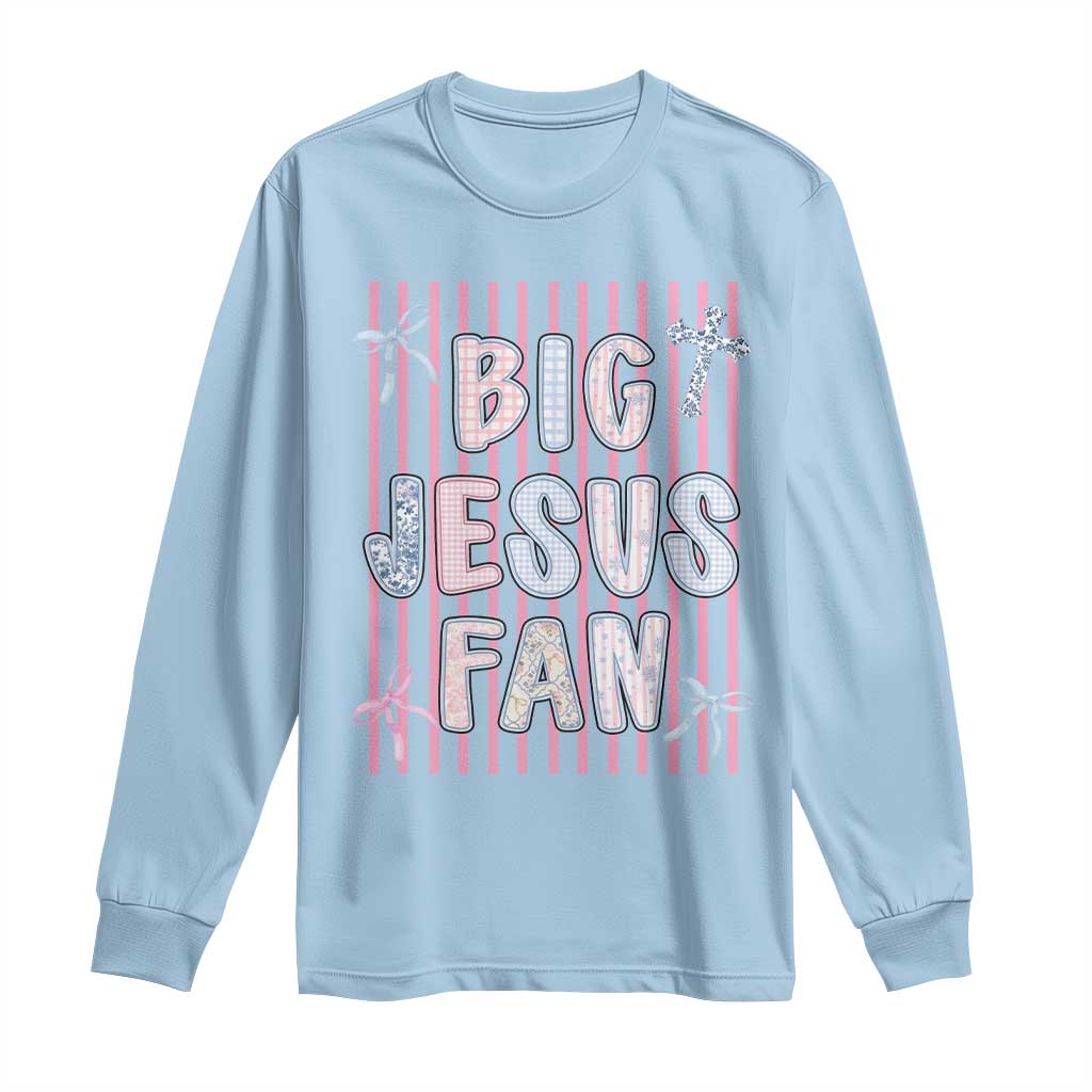 Big Jesus Fan Long Sleeve Shirt Striped Preppy Christian Believer Faith God Religious Gifts