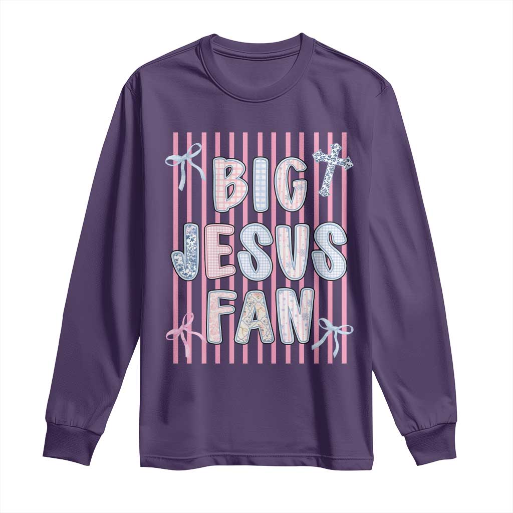 Big Jesus Fan Long Sleeve Shirt Striped Preppy Christian Believer Faith God Religious Gifts