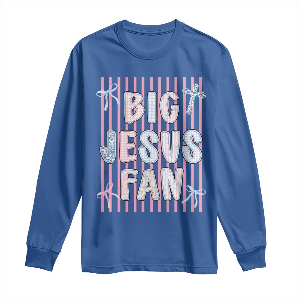 Big Jesus Fan Long Sleeve Shirt Striped Preppy Christian Believer Faith God Religious Gifts