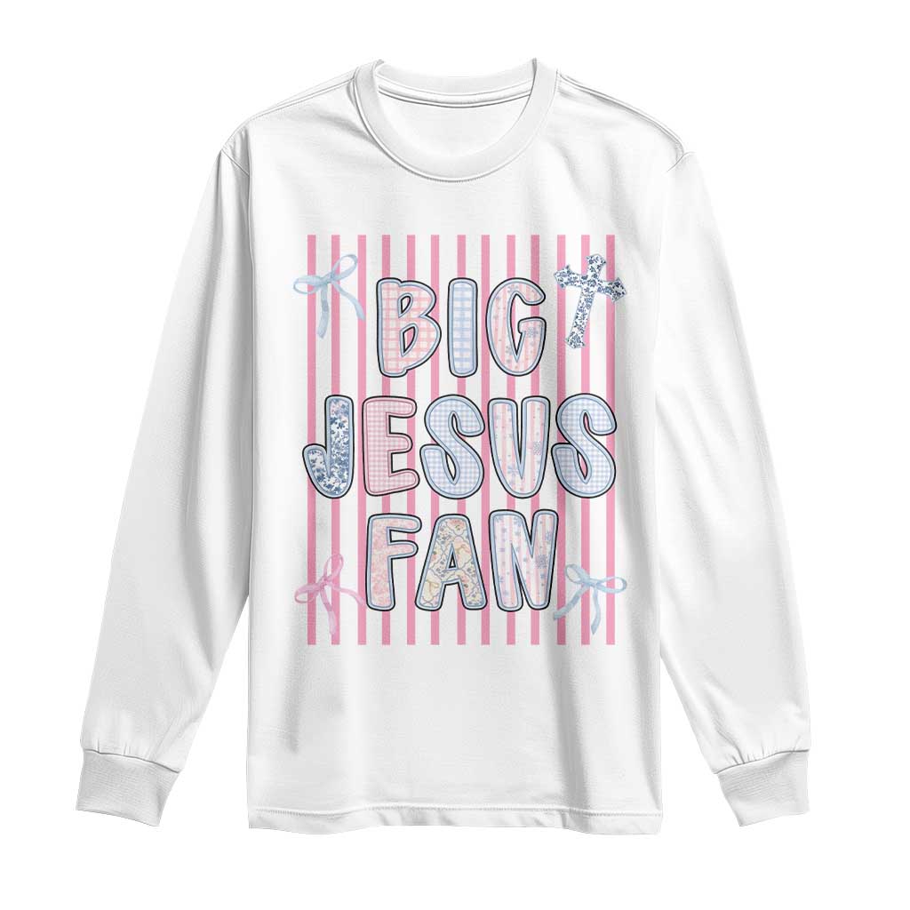 Big Jesus Fan Long Sleeve Shirt Striped Preppy Christian Believer Faith God Religious Gifts