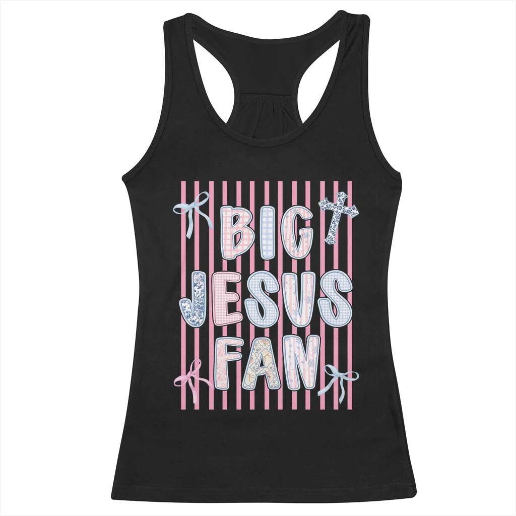 Big Jesus Fan Racerback Tank Top Striped Preppy Christian Believer Faith God Religious Gifts