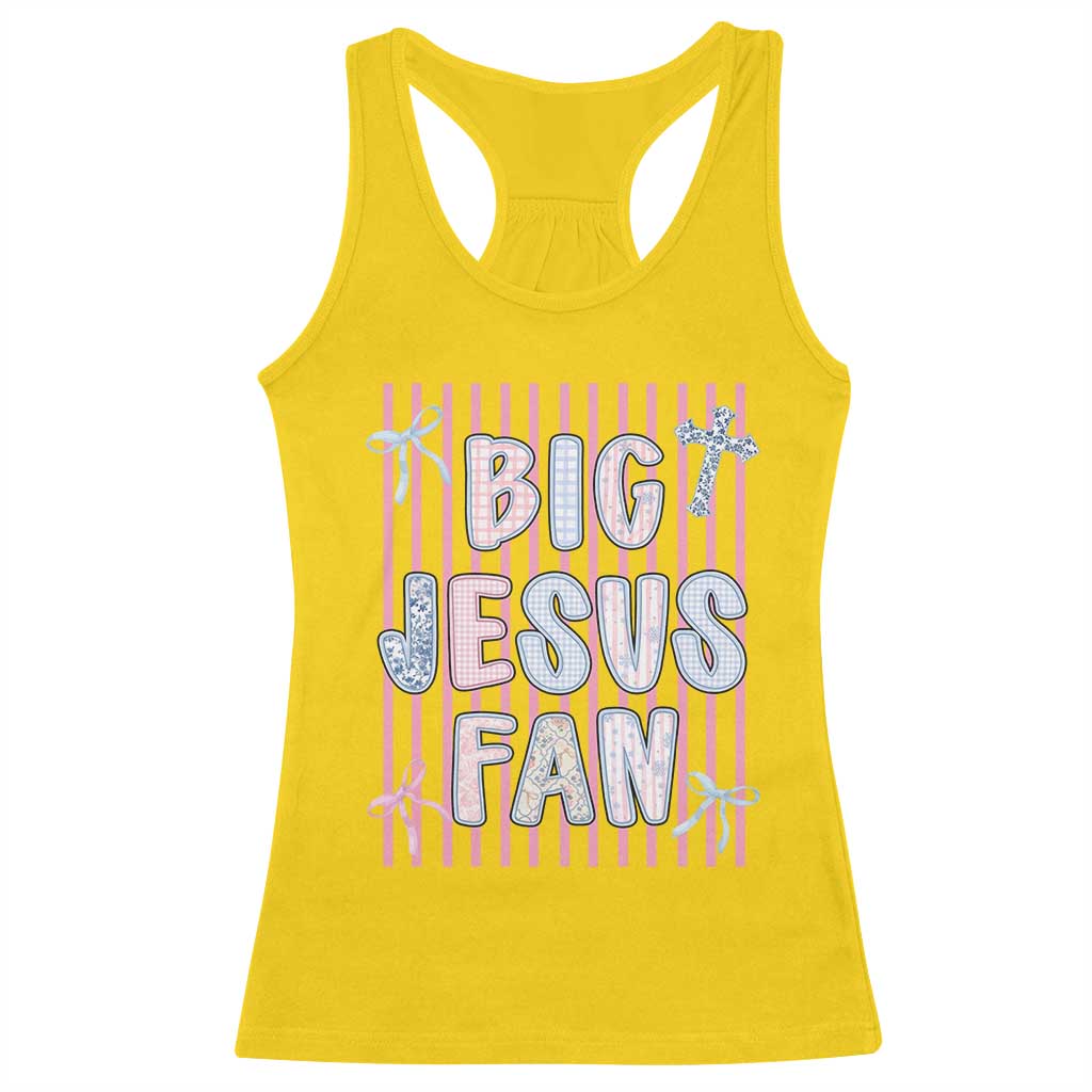 Big Jesus Fan Racerback Tank Top Striped Preppy Christian Believer Faith God Religious Gifts