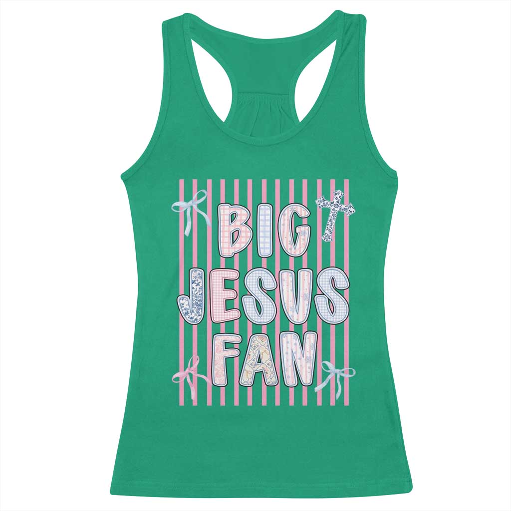 Big Jesus Fan Racerback Tank Top Striped Preppy Christian Believer Faith God Religious Gifts