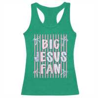 Big Jesus Fan Racerback Tank Top Striped Preppy Christian Believer Faith God Religious Gifts