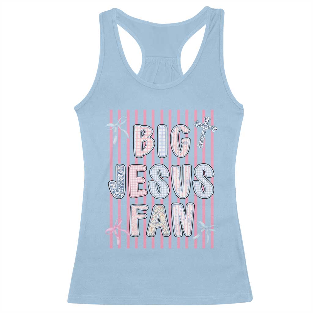 Big Jesus Fan Racerback Tank Top Striped Preppy Christian Believer Faith God Religious Gifts
