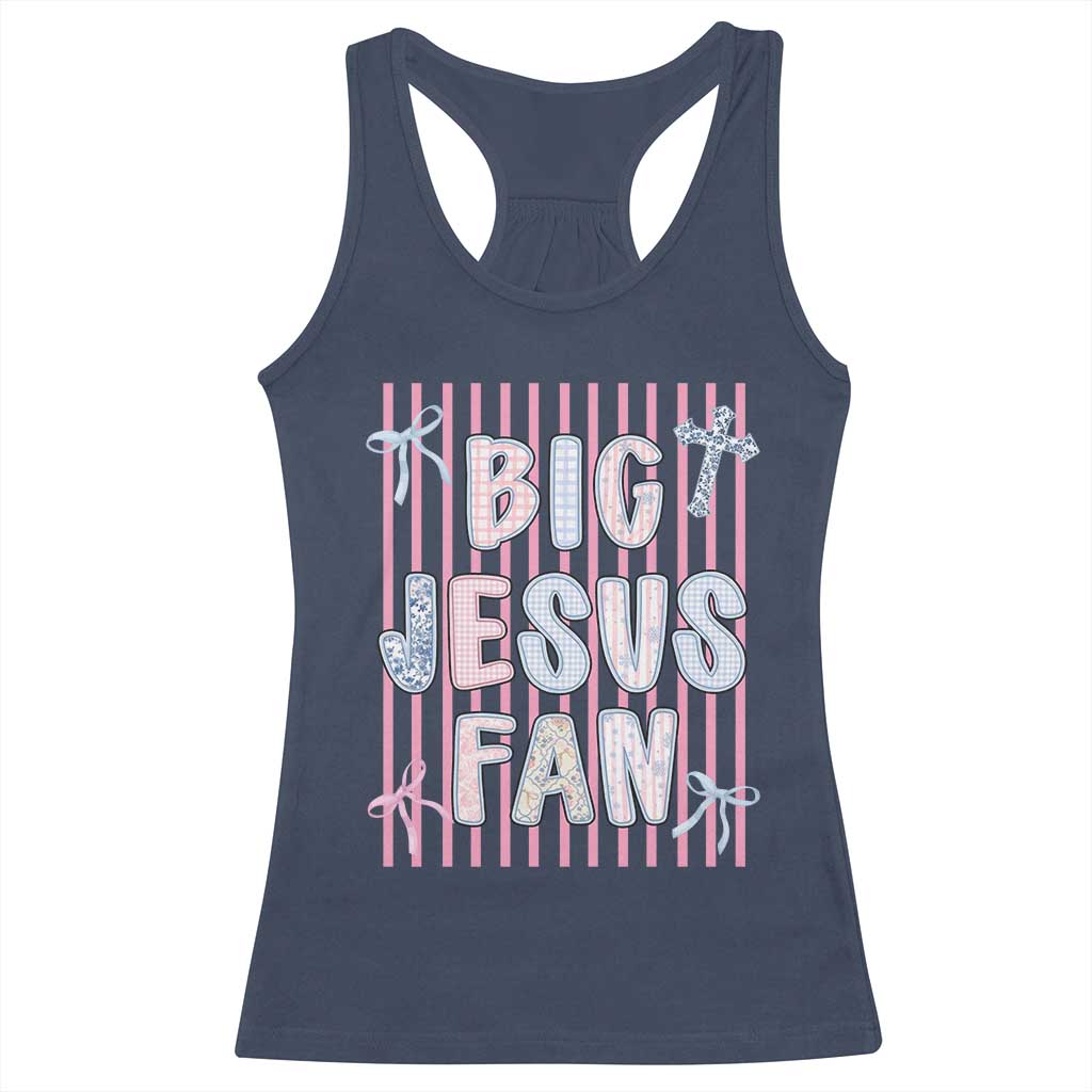 Big Jesus Fan Racerback Tank Top Striped Preppy Christian Believer Faith God Religious Gifts