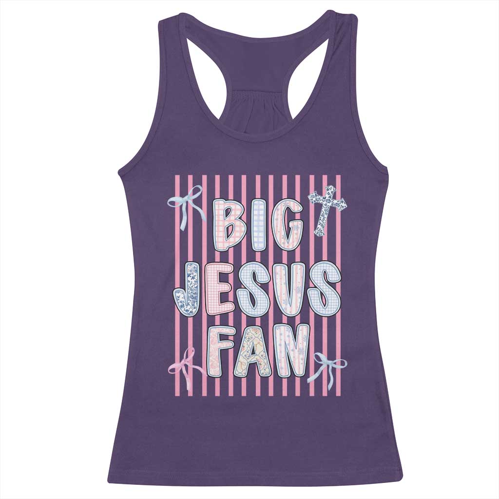 Big Jesus Fan Racerback Tank Top Striped Preppy Christian Believer Faith God Religious Gifts