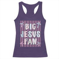 Big Jesus Fan Racerback Tank Top Striped Preppy Christian Believer Faith God Religious Gifts