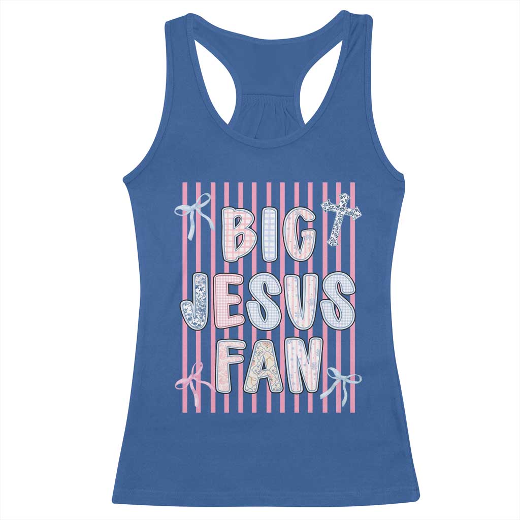 Big Jesus Fan Racerback Tank Top Striped Preppy Christian Believer Faith God Religious Gifts