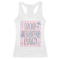 Big Jesus Fan Racerback Tank Top Striped Preppy Christian Believer Faith God Religious Gifts