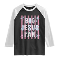 Big Jesus Fan Raglan Shirt Striped Preppy Christian Believer Faith God Religious Gifts