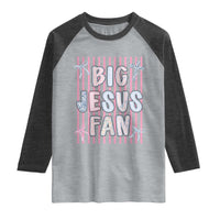 Big Jesus Fan Raglan Shirt Striped Preppy Christian Believer Faith God Religious Gifts