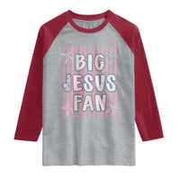 Big Jesus Fan Raglan Shirt Striped Preppy Christian Believer Faith God Religious Gifts