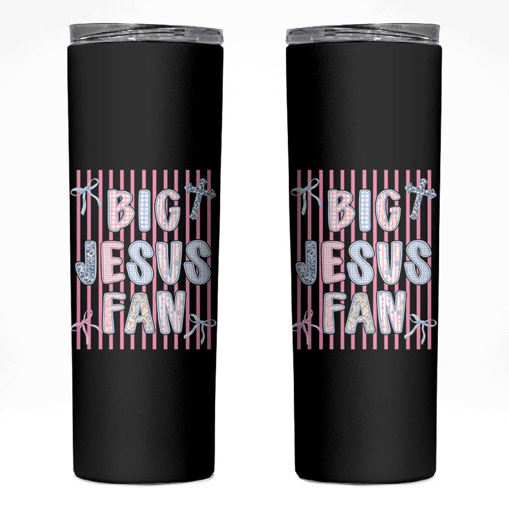 Big Jesus Fan Skinny Tumbler Striped Preppy Christian Believer Faith God Religious Gifts