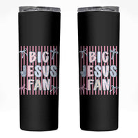 Big Jesus Fan Skinny Tumbler Striped Preppy Christian Believer Faith God Religious Gifts