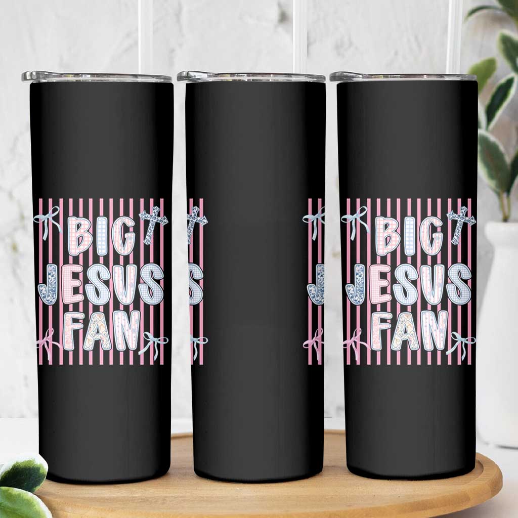 Big Jesus Fan Skinny Tumbler Striped Preppy Christian Believer Faith God Religious Gifts