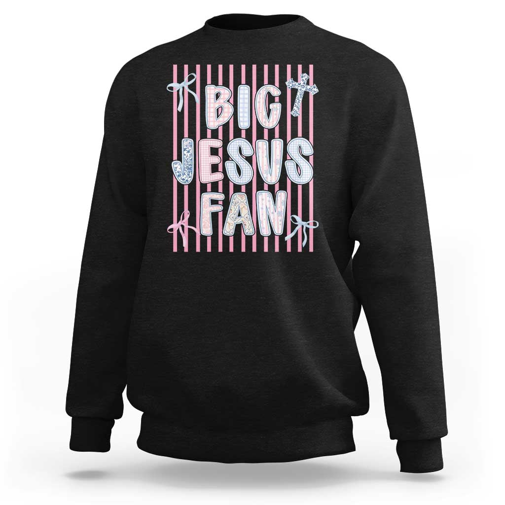 Big Jesus Fan Sweatshirt Striped Preppy Christian Believer Faith God Religious Gifts