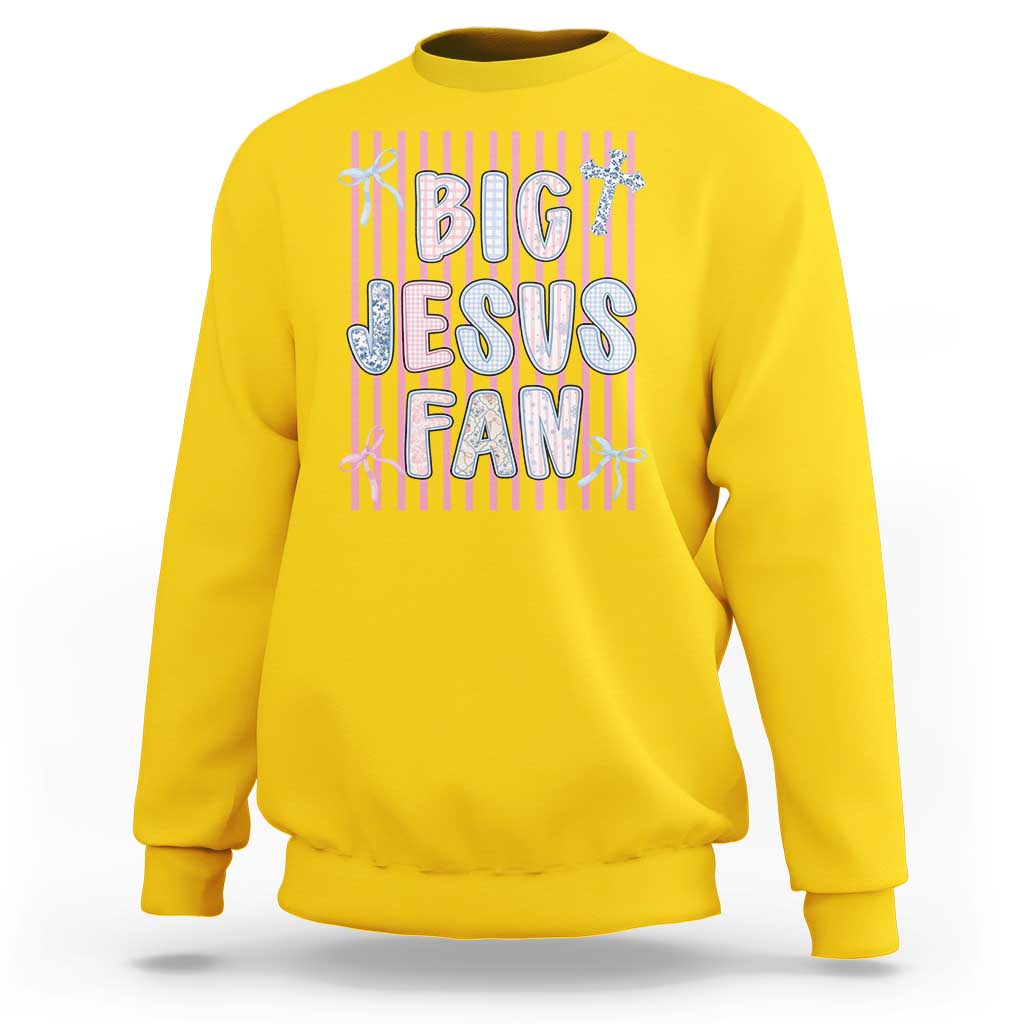 Big Jesus Fan Sweatshirt Striped Preppy Christian Believer Faith God Religious Gifts