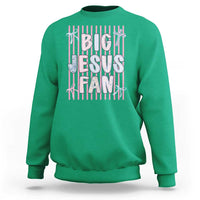 Big Jesus Fan Sweatshirt Striped Preppy Christian Believer Faith God Religious Gifts
