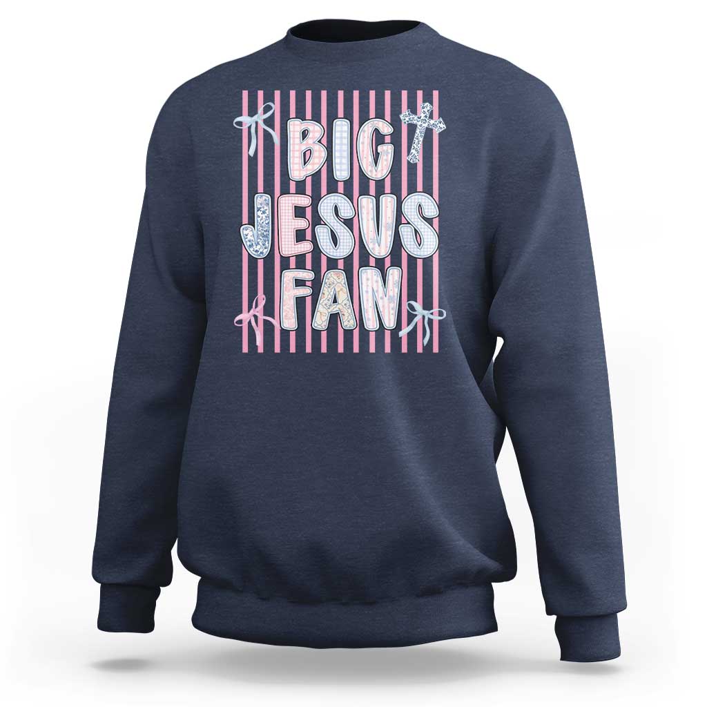 Big Jesus Fan Sweatshirt Striped Preppy Christian Believer Faith God Religious Gifts