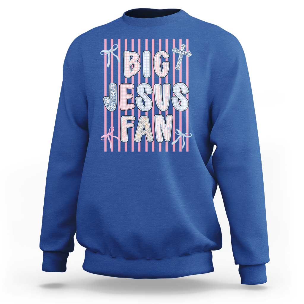 Big Jesus Fan Sweatshirt Striped Preppy Christian Believer Faith God Religious Gifts
