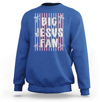 Big Jesus Fan Sweatshirt Striped Preppy Christian Believer Faith God Religious Gifts