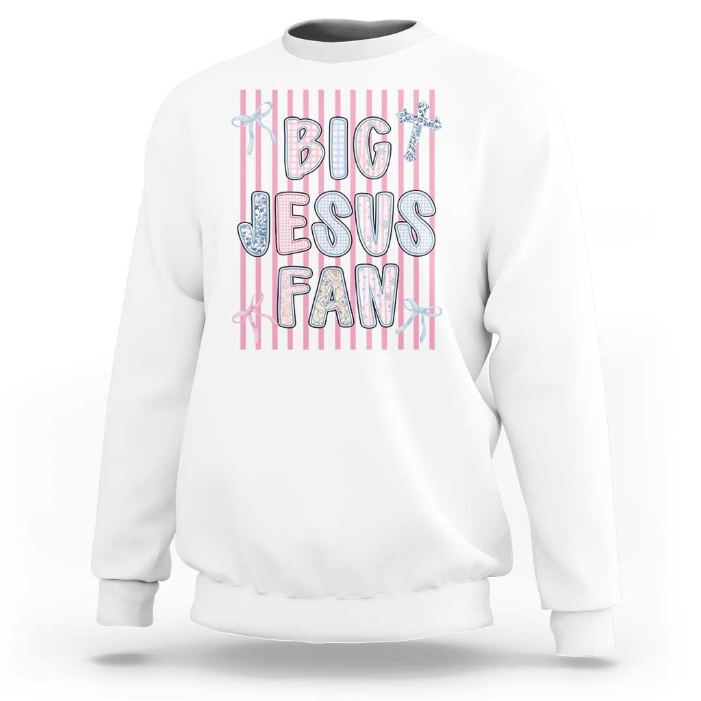 Big Jesus Fan Sweatshirt Striped Preppy Christian Believer Faith God Religious Gifts