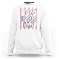Big Jesus Fan Sweatshirt Striped Preppy Christian Believer Faith God Religious Gifts