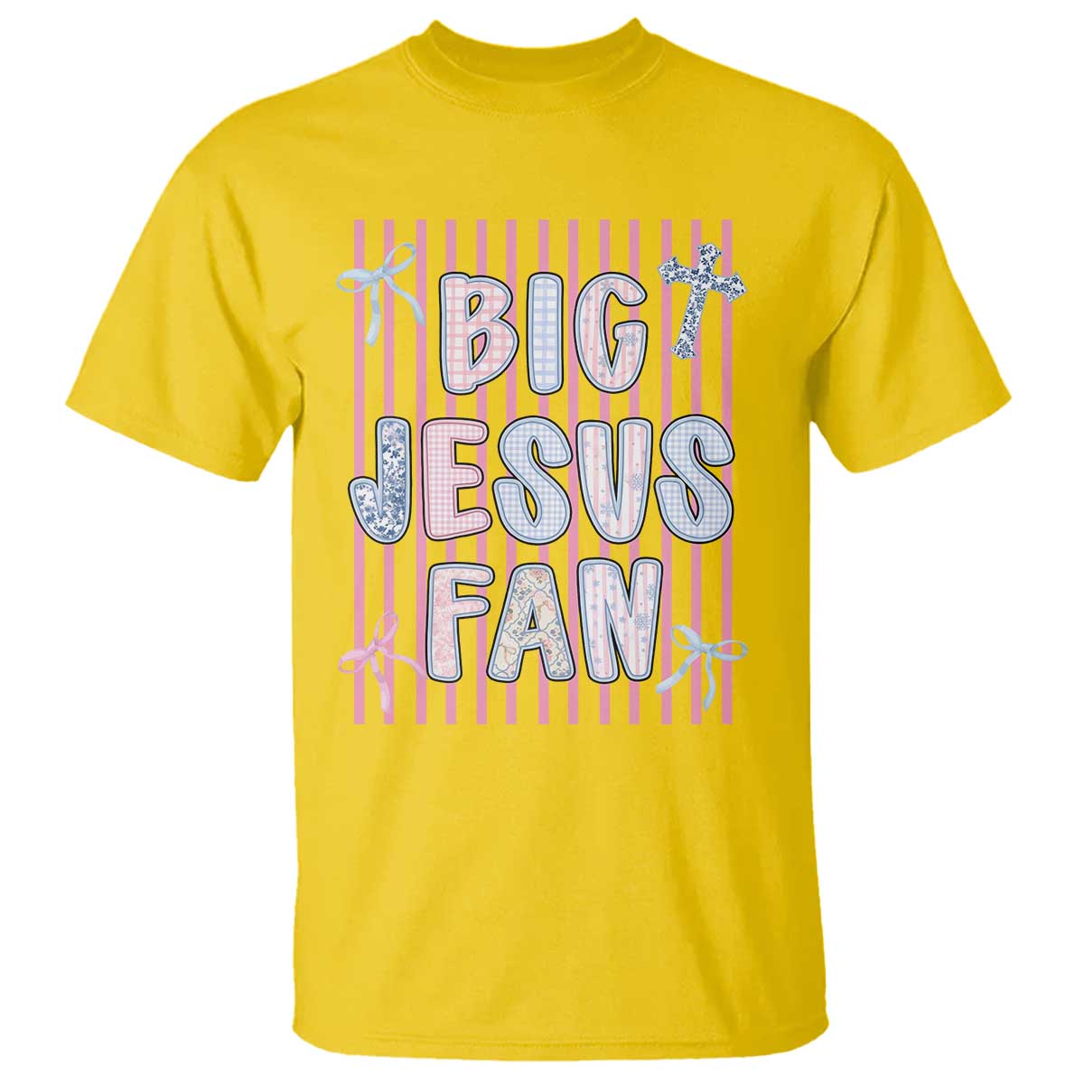 Big Jesus Fan T Shirt Striped Preppy Christian Believer Faith God Religious Gifts