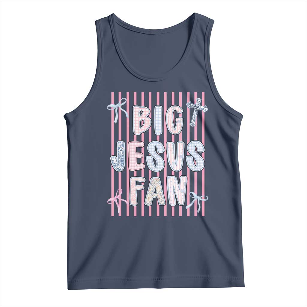 Big Jesus Fan Tank Top Striped Preppy Christian Believer Faith God Religious Gifts
